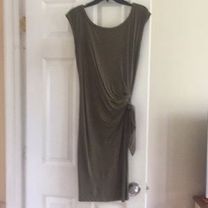 Olive green draped dress sleeveless
